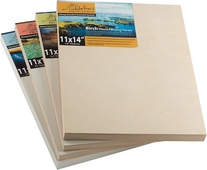 Da Vinci Pro Ultra Smooth Wood Canvas Gesso Board - 3/4" Deep, 5x7 Single White Acrylic Polymer Gesso Panels for Painting Fine Portraits and Ultra Fine Detail Illustrations and Artwork