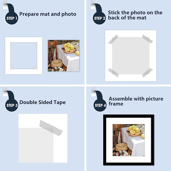 Mat Board Center, Pack of 10, 14x14 for 10x10 White Photo Picture Mats - Acid Free, 4-ply Thickness, White Core - for Pictures, Photos, Framing