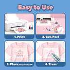 TranSmile PU-Heat Transfer Paper for T Shirts (30 Sheets, 8.5x11'', Light), Iron on Transfers for Light Fabric, Printable Heat Transfer Vinyl for Inkjet Printer