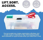 ArtBin 6937AG Essentials Lift-Out Tray Box, Portable Art & Craft Organizer with Handle and Tray, Clear/Aqua