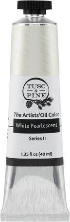 Tusc & Pine Artist Oil Paint - White Pearlescent, 40 ml, Non-Yellowing, Rich & Creamy Consistency, Maximum Pigment Load, Small Batch Milled Oil Paints Made in the USA for Professional Artists