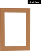 8x10 Mat Bevel Cut for 5.5x8.5 Photos - Acid Free Aged Oak Brown Precut Matboard With Backing Board and Crystal Clear, Self Seal Photo Mat Bag - For Pictures, Photos, Framing - 4-ply Thickness