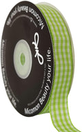 Apple Green Light Green Gingham Plaid Checked Ribbon 25 Yards Each Roll 100% Polyester (5/8",Apple.Green)