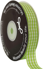 Apple Green Light Green Gingham Plaid Checked Ribbon 25 Yards Each Roll 100% Polyester (5/8",Apple.Green)