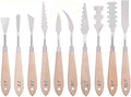 Paint Knife Set - 10pcs Stainless Steel Spatula Palette Knife Painting Tools Metal Knives Wood Handle with Different Shapes and Sizes for Oil Painting, Acrylic Mixing