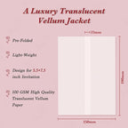 30 Pack Pre-Folded Vellum Jackets for 5.5x7.5 Invitations, Translucent Vellum Paper 5.5x7.5 Jackets, 100GSM Wedding Invitations Wraps, Envelope Liners for Birthdays, Baby Showers