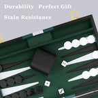 Backgammon Set - Classic Board Game with Premium Leather Case - Portable Travel Strategy Backgammon Game Set for Adults, Kids (18inch, Black)