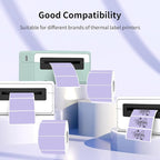 2x1 Inch Thermal Labels, Purple Thermal Printer Stickers, Waterproof Self-Adhesive Shipping Label Printer Sticker for Barcode, Name, Address, 300 Labels/Roll