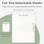 Sketch Pad 9x12 Inch, 1 Pack-100 Sheets Spiral Drawing Paper for Kids，68lb/100gsm Drawing Sketchbook for Kids Ages 8-12, Drawing Book for Adults, Teens, Painting, Drawing & Art Supplies.
