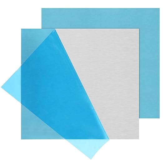 2Pack 6061 T651 Aluminum Sheet Metal 8 x 8 x 1/16 Inch Flat Plain Aluminum Plate Covered with Protective Film, 1.5mm Heat Treatable Rectangle Aluminum Metal Plate for Crafting, Industrial