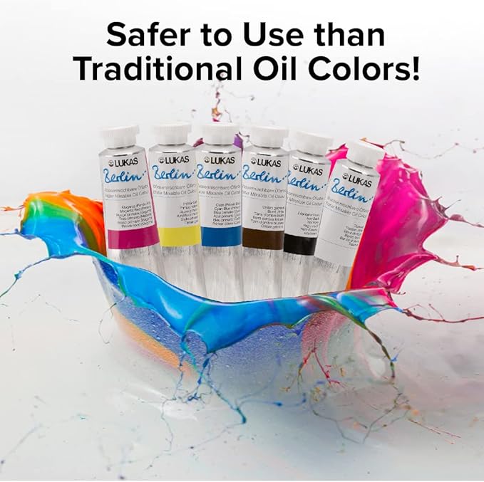 Lukas Water Mixable Oil Paint - Eco-Friendly, 37ml Browns Set of 6, Solvent-Free Artist Oil Paint with Lightfast Pigments and Beeswax for Smooth Consistency, Water Soluble, Quick-Drying