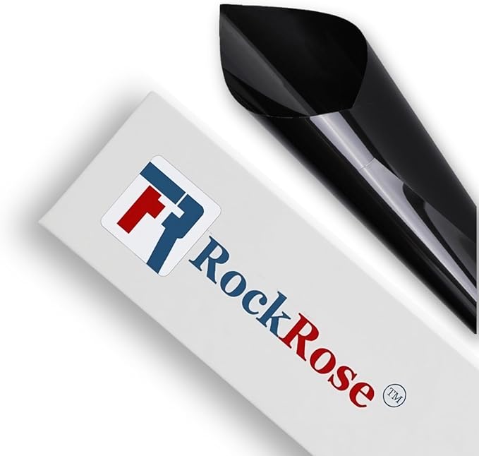 Rockrose Professional Blackout Home Window Tint Film - Sun Blocking Privacy Cover for Home Offices - Room Darkening Sun Light Blocker - 24 in x 25FT - Total Blackout