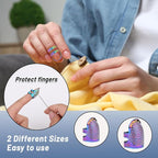 8 Pcs Sewing Thimbles, Sewing Thimble Finger Protector, Fingertip Thimble Metal Dazzle Color Adjustable Metal Sewing Thimble Rings, Sewing Quilting Craft Accessories DIY Sewing Tools (2 Sizes, S/M)
