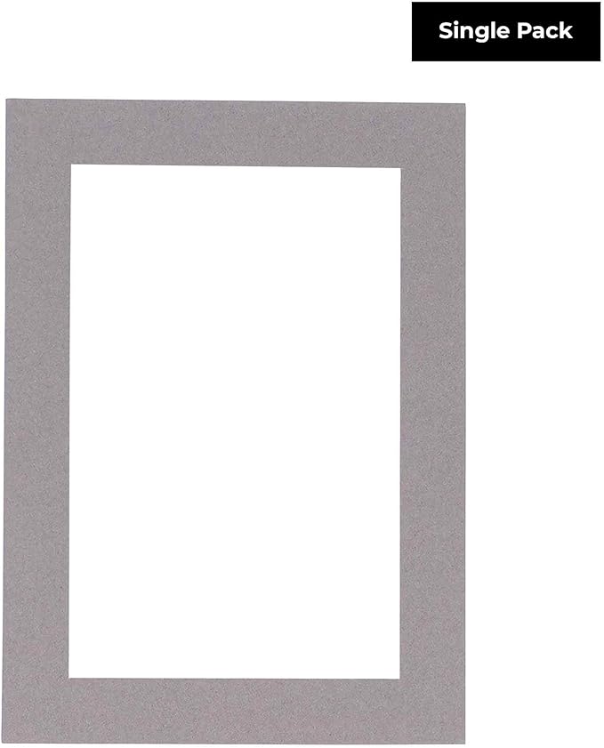 8x10 Mat for 6x8 Photo - Precut Charcoal Picture Matboard for Frames Measuring 8 x 10 Inches - Bevel Cut Matte to Display Art Measuring 6 x 8 Inches - Acid Free ONE MAT with Backing Board & Clear Bag