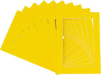 5x7 Mat for 8.5x11 Frame - Precut Mat Board Acid-Free Show Kit with Backing Board, and Clear Bags Yellow 5x7 Photo Matte Made to Fit a 8.5x11 Picture Frame Matboard for Framing, Pack of 25 Mats