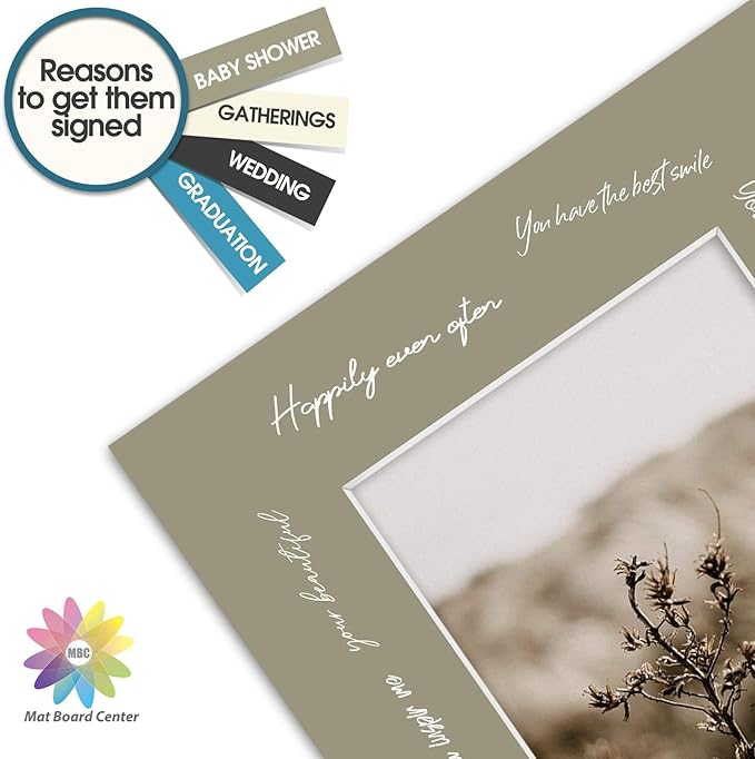 Mat Board Center, Pack of 20, Mixed Colors 8x10 Picture Mats Matting with White Core Bevel Cut for 5x7 Pictures