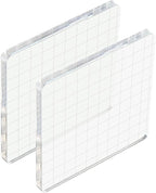 PATIKIL 4" x 4" Acrylic Stamp Block, 2 Pack Clear Stamping Block with Grid Lines Decorative Mounting Blocks Square for Scrapbooking DIY Crafts Card Making