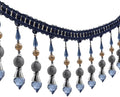 3yards Beading Fringe Trimming Long Beads Tassel Curtain Trim Ribbon Trim for Cover Edge Decorative (deep blue)