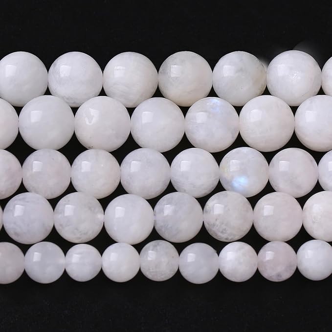 8mm 45pcs Natural Moonstone Stone Beads for Jewelry Making Energy Healing Power Stone Beads DIY Bracelet Necklace Accessories 15"
