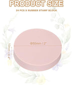 PATIKIL 24Pcs 2" Rubber Carving Blocks, Soft Linoleum Art Carving Block Round Crafts Stamp Making for Printmaking Stamps Carving Supplies, Pink