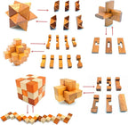 Guaishou Brain Teasers with The Puzzles 21Pcs Unlock Interlock Game IQ Test Toy 3D Wooden and Metal for Party Favor Kids Adults Challenge