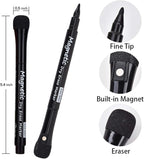 Browill Magnetic Dry Erase Markers, (12 pk) Dealkits Low Odor White Board Markers with Erasers for Kids Teacher Supplies for Classroom Work on White Board, Calender, Fine Tip Point, Black