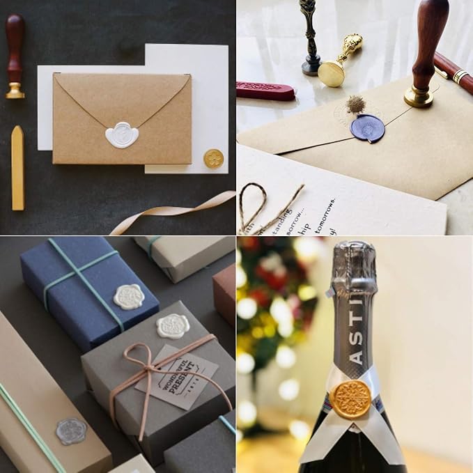 Yoption 12 Pcs Sealing Wax Sticks with Wicks, Antique Light Gold Totem Fire Manuscript Seal Wax for Wax Seal Stamp