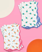 xo, Fetti Italian Summer Wavy Floral Stripe Napkins - 3-ply, 24 pcs | Bachelorette Party Decorations, Last Toast Coast, Birthday Party Supplies, Flower Baby Shower, Stripe Wavy Cocktail Decor