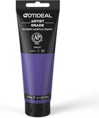 GOTIDEAL Acrylic Paint Violet Tubes(120ml, 4.1 oz) Non Toxic Non Fading,Rich Pigments for Painters, Adults & Kids, Ideal for Canvas Wood Clay Fabric Ceramic Craft Supplies (Violet)