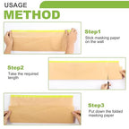 12Inchx50Feet Pre-Taped Masking Paper Roll - Heavy Painters Paper with Adhesive, Tear-Resistant for Auto Body, Wall Painting, Floor Protection, Furniture&DIY Projects(12 Roll) (12, 12inch*50feet)