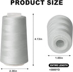Sewing Thread Cone Set, 3 Pack Serger Thread, 3000 Yards Each, All Purpose Thread for Sewing, Quilting, Machines, Overlock, Merrow & Hand Embroidery (Grey*3)
