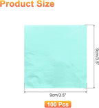 uxcell 100pcs Leaf Sheets, 3.5" x 3.5" Foil Sheets Paper Sheets for DIY Crafts Painting Nails Resin Furniture Decoration(Cyan)