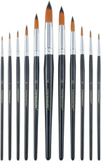 Transon 11pcs Round Paint Brush Basic Set for Watercolor, Acrylic, Gouache, Ink, and Tempera Painting
