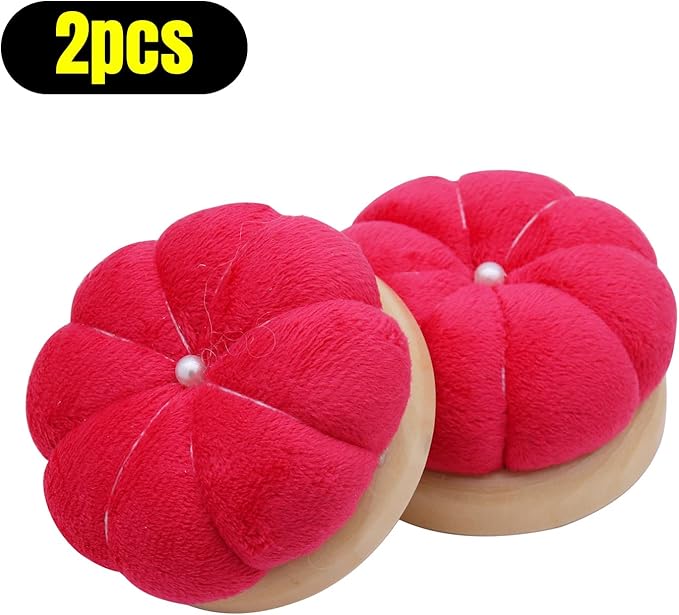 Uxney Pin Cushion,Wooden Sewing Pin Cushion Pincushion Needle Cushion for Sewing Quilting Needlework DIY Crafts(Red,2 PCS)