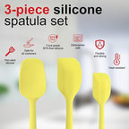 Silicone Spatula Set - Rubber Spatula - 600°F Heat Resistant Baking Spoon & Spatulas(Macaron Yellow)