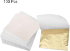 MECCANIXITY Gold Leaf Foil Sheet, Light Golden Leaf Papers, 3.3 x 3.1inch for Art Decoration, Sculptures, Painting, Pack of 100