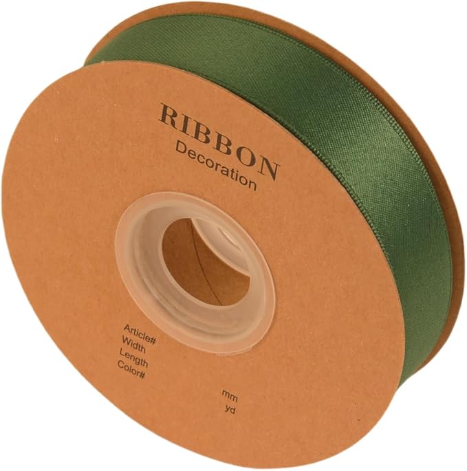 Double Side Satin Ribbon, Continuous 20 Yards,Use for Craft Bows Bouquet, Gift Wrapping, Wedding Decoration, Floral Arrangement (Dark Green, 1 inch)