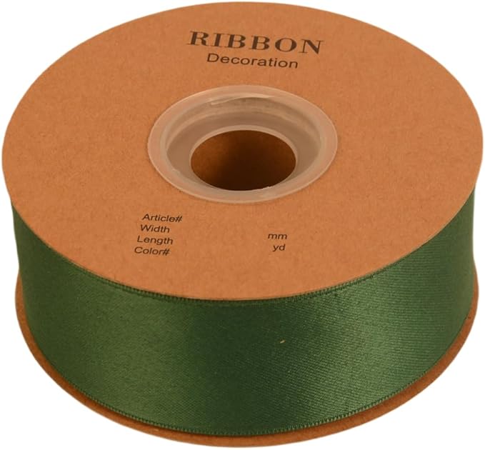 Double Side Satin Ribbon, Continuous 20 Yards,Use for Craft Bows Bouquet, Gift Wrapping, Wedding Decoration, Floral Arrangement (Dark Green, 1-1/2 inch)