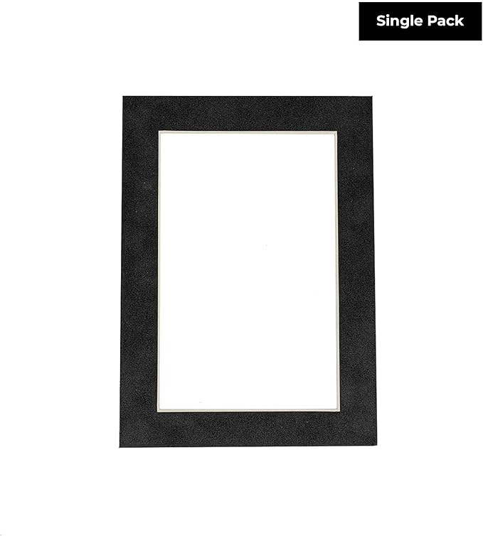 8.5x11 Mat Bevel Cut for 7x9 Photos - Acid Free Dark Grey Suede Precut Matboard with Backing Board and Crystal Clear, Self Seal Photo Mat Bag - for Pictures, Photos, Framing - 4-ply Thickness
