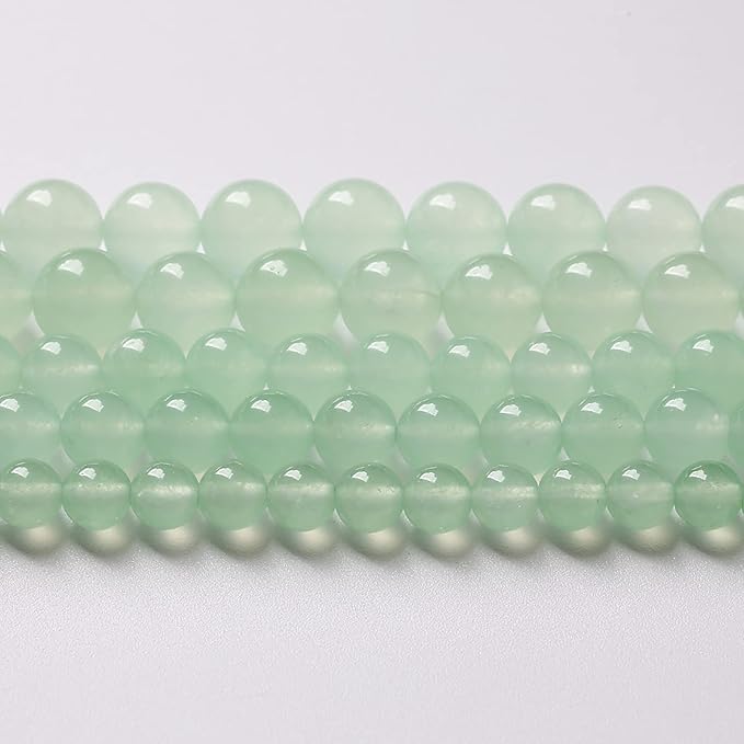 4mm 90pcs Natural Green Jade Chalcedony Beads Energy Healing Power Stone Beads for Jewelry Making Round Loose Beads DIY Bracelet 15" (Green Jade, 4mm)