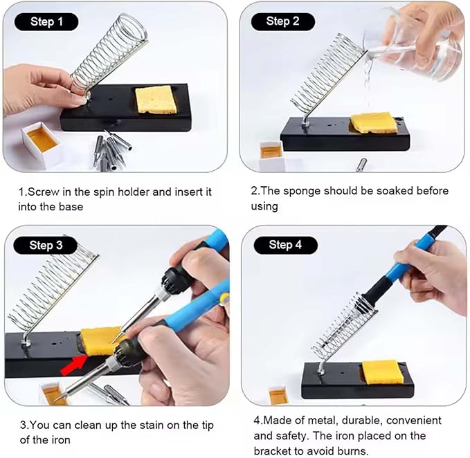 Electric Sodering Iron Kit set 110V 60W Adjustable Temperature Soldering Iron Digital Multimeter 5pcs Soldering Tips Solder Wire Stand, Desoldering Pump Tweezers Welding Tool Screwdriver wire stripper