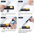 Electric Sodering Iron Kit set 110V 60W Adjustable Temperature Soldering Iron Digital Multimeter 5pcs Soldering Tips Solder Wire Stand, Desoldering Pump Tweezers Welding Tool Screwdriver wire stripper
