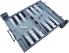 Backgammon Set - Classic Board Game with Premium Leather Case - Portable Travel Strategy Backgammon Game Set for Adults, Kids - Suitable as (18inch, Gray)