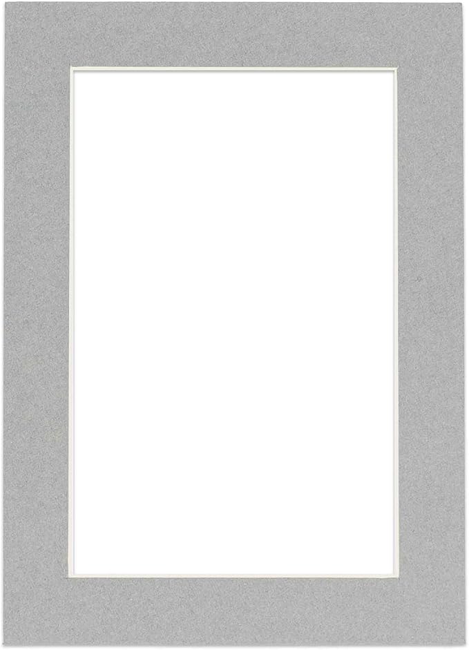 8x10 Mat Bevel Cut for 5.5x8.5 Photos - Acid Free Mid Grey Precut Matboard - For Pictures, Photos, Framing - 4-ply Thickness