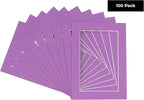 5x7 Mat for 8.5x11 Frame - Precut Mat Board Acid-Free Show Kit with Backing Board, and Clear Bags Dark Purple 5x7 Photo Matte Made to Fit a 8.5x11 Picture Frame Matboard for Framing, Pack of 100 Mats