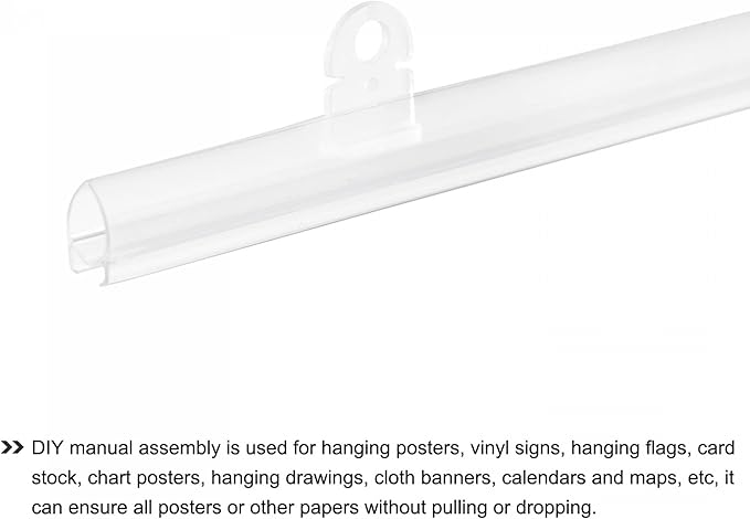 MECCANIXITY PVC Poster Hanger Rail Poster Strip Bar 70cm/28inch Clear with Clips for Poster, Map, 4 Set