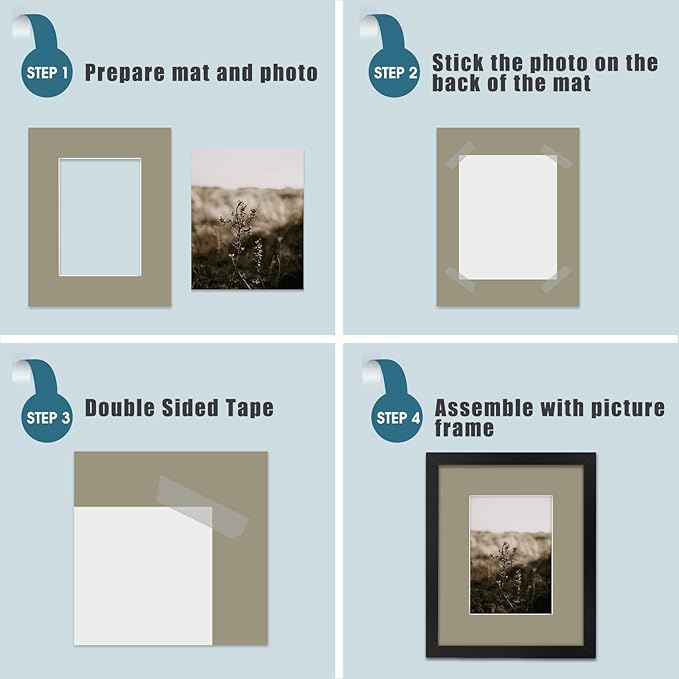 Mat Board Center, Pack of 20, Mixed Colors 8x10 Picture Mats Matting with White Core Bevel Cut for 5x7 Pictures