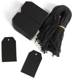 200PCS Paper Gift Tags with Free 200PCS Black Cotton Strings,Blank hangtags for DIY Wedding Holiday Present(Black)