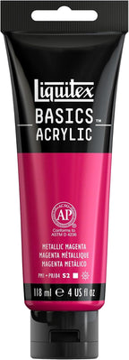 Liquitex BASICS Acrylic Paint, 118ml (4-oz) Tube, Metallic Magenta