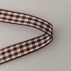 Brown Gingham Ribbon 25 Yards Christmas Ribbon for Crafts Plaid Checked Ribbon 100% Polyester (3/8", Brown)